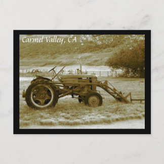 Antique Tractor Carmel Valley, CA Postcard Postkarte