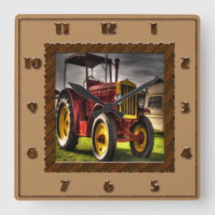Antique Tractor Clock Quadratische Wanduhr