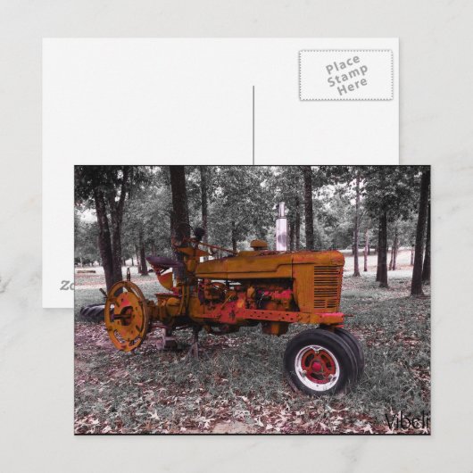 Antique Traktor Postkarte von Vibeli (Vorne/Hinten)