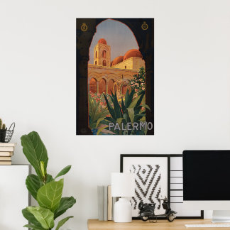 Antique Travel Poster Palermo Italien 1920
