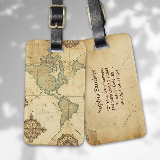 Antique Traveler Map Gepäckanhänger