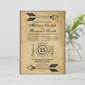 Antique Tribal Arrow Vintage Hochzeit Einladungen (Stehend Vorderseite)
