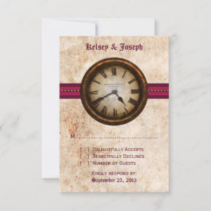 Antique-Uhr Antwortkarte, Fuchsia RSVP Karte