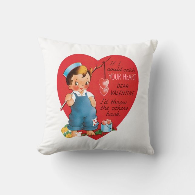 Antique Valentine Boy Heart Kissen (Vorderseite)