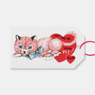 Antique Valentine Cat Herz Geschenkanhänger