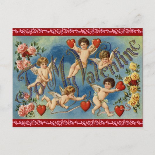 Antique Valentine Postkarte (Vorderseite)