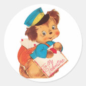 Antique Valentine Puppy Runder Aufkleber (Vorderseite)
