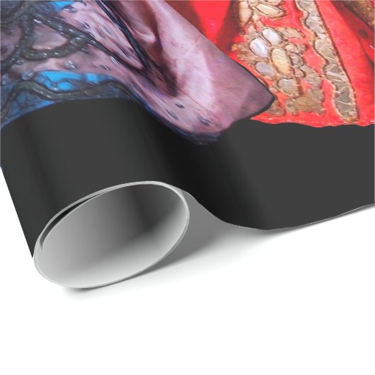 ANTIQUE VENEZIANISCH PUPPETS MASQUERADE PARTY GESCHENKPAPIER (Rolleneckpunkt)