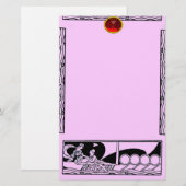 ANTIQUE VESSEL, LOVERS Red Ruby Gem Black Pink Lil Briefpapier (Vorne/Hinten)