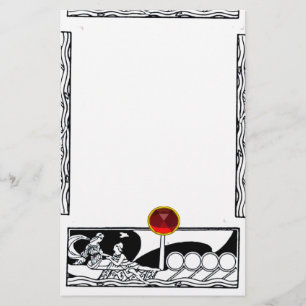 ANTIQUE VESSEL UND LIEBE Red Ruby Gem Schwarz-weiß Briefpapier