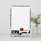 ANTIQUE VESSEL UND LIEBE Red Ruby Gem Schwarz-weiß Briefpapier (Stehend Vorderseite)