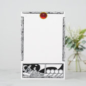 ANTIQUE VESSEL UND LIEBE Red Ruby Gem Schwarz-weiß Briefpapier (Stehend Vorderseite)