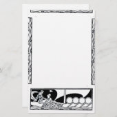 ANTIQUE VESSEL UND LIEBER Schwarz-weiße Nautik Briefpapier (Vorne/Hinten)