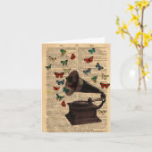 Antique Victrola Butterfys Dictionary Notecard Karte (Gelbe Blume)