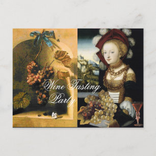 ANTIQUE VINEYARD GRAPEN UND WEIN PARTY EINLADUNGSPOSTKARTE