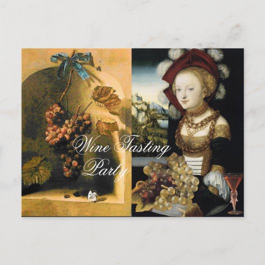 ANTIQUE VINEYARD GRAPEN UND WEIN PARTY EINLADUNGSPOSTKARTE (Vorderseite)