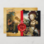 ANTIQUE VINEYARD GRAPEN UND WEIN, ROTES WAX SIEGEL POSTKARTE (Vorne/Hinten)