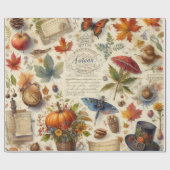Antique Watercolor Ephemera Autumn  Geschenkpapier (Flach)