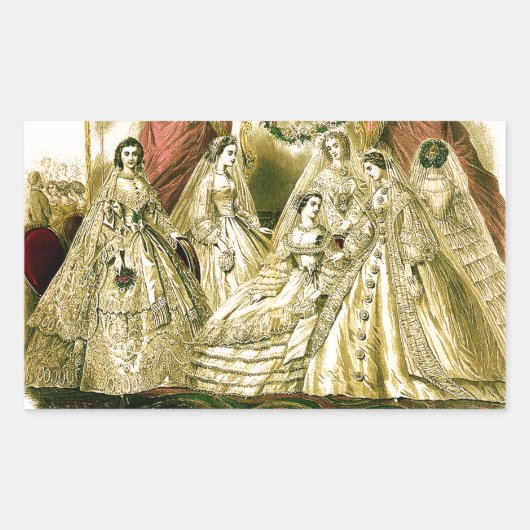 Antique Wedding Bridal Rechteckiger Aufkleber (Vorderseite)