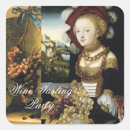 ANTIQUE WEINWEINWEINWEIN - PARTY AUSPROBIEREN QUADRATISCHER AUFKLEBER (Vorderseite)