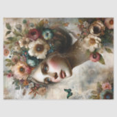 Antique Whimsical Floral Lady Ephemera Bouquet Seidenpapier (Vorderseite)