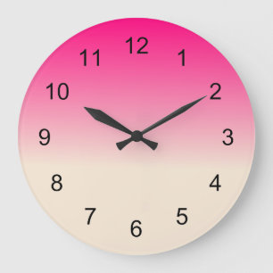 Antique White and Winter Sky Pink Ombre Pattern Große Wanduhr