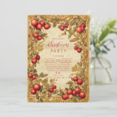 Antique Winter Berry Celebration Einladung (Stehend Vorderseite)