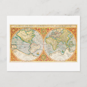 Antique World Map 1637 Postkarte