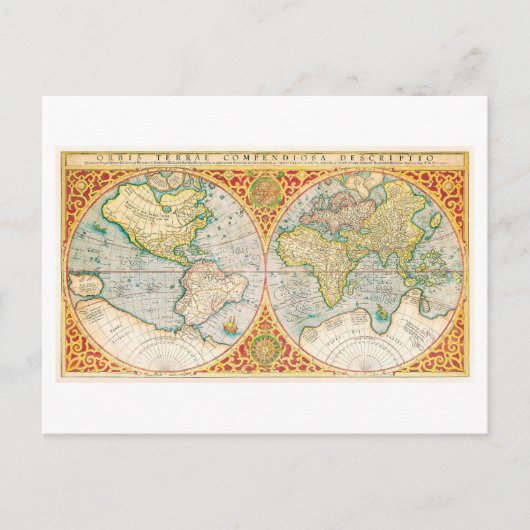Antique World Map 1637 Postkarte (Vorderseite)