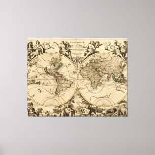 Antique World Map, 1694, von Alexis Hubert Jaillot Leinwanddruck