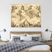 Antique World Map, 1694, von Alexis Hubert Jaillot Leinwanddruck (Insitu (Schlafzimmer))