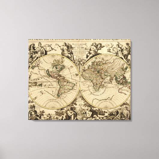 Antique World Map, 1694, von Alexis Hubert Jaillot Leinwanddruck (Vorderseite)