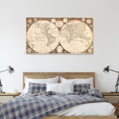 Antique World Map, 1799 (Thomas Kitchen) Leinwanddruck (Insitu (Schlafzimmer))