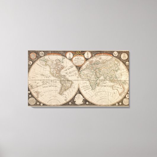 Antique World Map, 1799 (Thomas Kitchen) Leinwanddruck (Vorderseite)