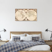 Antique World Map, 1799 (Thomas Kitchen) Leinwanddruck (Insitu (Schlafzimmer))