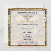 Antique World Map #2, beängstigende BG SQ Hochzeit Einladung (Rückseite)