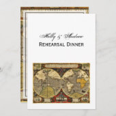 Antique World Map #2, DIY White BG V Probe Din Einladung (Vorne/Hinten)