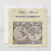 Antique World Map #3, Distressed BG #3 Einladung (Vorderseite)