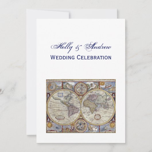 Antique World Map #3 Wedding Einladung (Vorderseite)