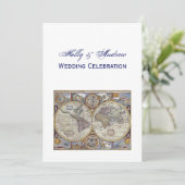 Antique World Map #3 Wedding Einladung (Stehend Vorderseite)