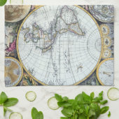 Antique World Map, Atlas Maritimus von John Seller Geschirrtuch (Gefaltet)