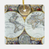 Antique World Map, Atlas Maritimus von John Seller Keramikornament (Vorderseite)