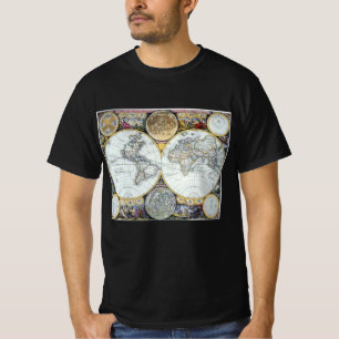 Antique World Map, Atlas Maritimus von John Seller T-Shirt