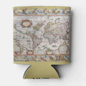 Antique World Map benutzerdefiniertes Monogramm ka Dosenkühler (Vorderseite)