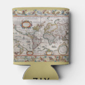Antique World Map benutzerdefiniertes Monogramm ka Dosenkühler (Rückseite)