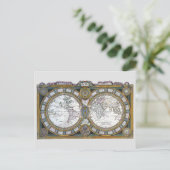 Antique World Map by Claude Auguste Berey, 1688 Postkarte (Stehend Vorderseite)