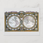 Antique World Map by Claude Auguste Berey, 1688 Postkarte (Vorderseite)
