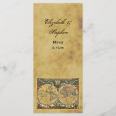 Antique World Map Distressed #2 Menu Card Menükarte (Rückseite)