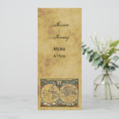 Antique World Map Distressed #2 Menu Cards Einladung (Stehend Vorderseite)
