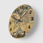 Antique World Map Distressed #2 Runde Wanduhr (Winkel)